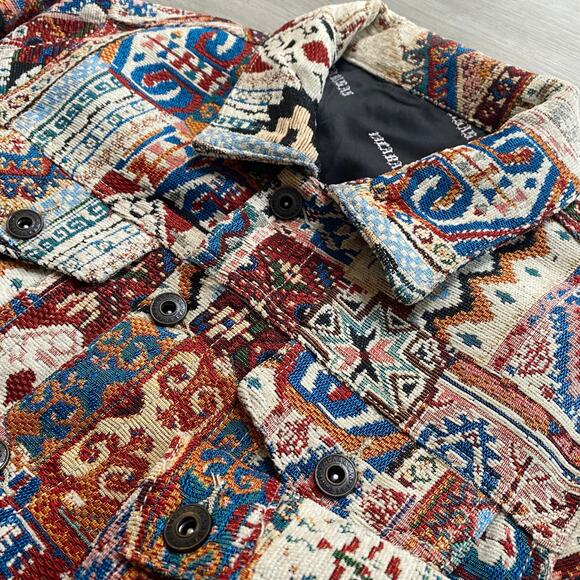 Valabasas Mens Picasso LT Multi Abstract Tapestry Cropped Fit Jacket Size Small - Picture 2 of 7